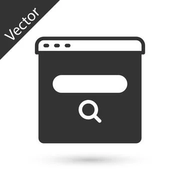 Grey Search engine icon isolated on white background. Vector Illustrazione stock