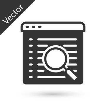 Grey Search engine icon isolated on white background. Vector Illustrazione stock