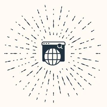 Grey Search engine icon isolated on beige background. Abstract circle random Stock Illustration