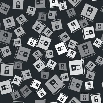 Grey Secure your site with HTTPS, SSL icon isolated seamless pattern on black 스톡 일러스트