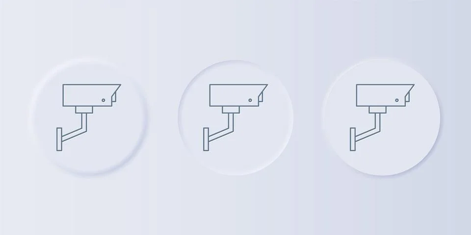 Grey Security camera icon isolated on grey background. Set icons in square .. Stock Illustration