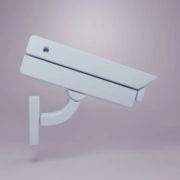 Grey Security camera icon isolated on purple background. Minimalism concept.. Illustrazione stock