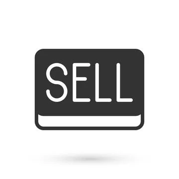 Grey Sell button icon isolated on white background. Financial and stock Stock Illustration