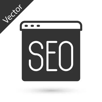 Grey SEO optimization icon isolated on white background. Vector Illustrazione stock