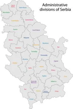 Grey Serbia map Stock Illustration