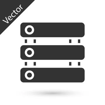 Grey Server, Data, Web Hosting icon isolated on white background. Vector Stock Illustration