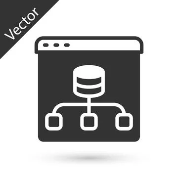 Grey Server, Data, Web Hosting icon isolated on white background. Vector Illustrazione stock