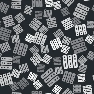 Grey Server, Data, Web Hosting icon isolated seamless pattern on black Illustrazione stock