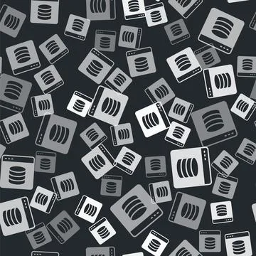 Grey Server, Data, Web Hosting icon isolated seamless pattern on black Stock Illustration