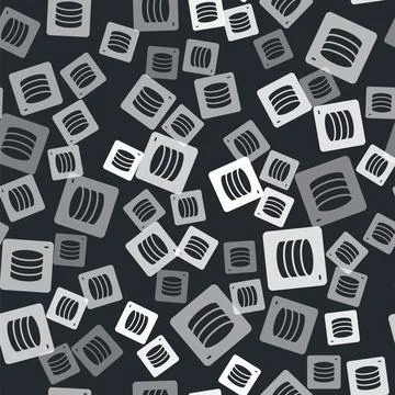 Grey Server, Data, Web Hosting icon isolated seamless pattern on black Stock Illustration