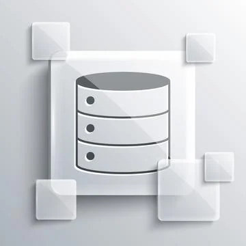Grey Server, Data, Web Hosting icon isolated on grey background. Square glass Illustrazione stock