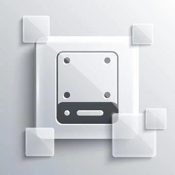 Grey Server, Data, Web Hosting icon isolated on grey background. Square gla.. 스톡 일러스트