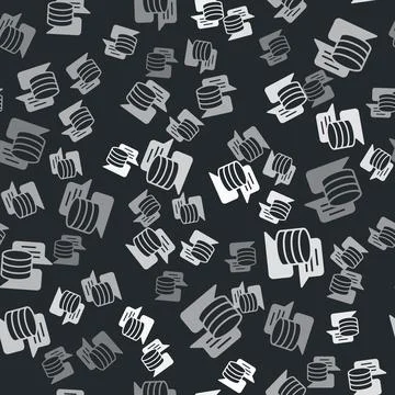 Grey Server, Data, Web Hosting icon isolated seamless pattern on black back.. Stock Illustration