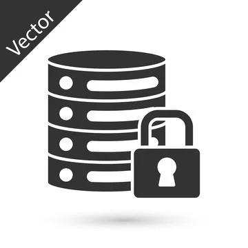 Grey Server security with closed padlock icon isolated on white background... Stock-Illustration