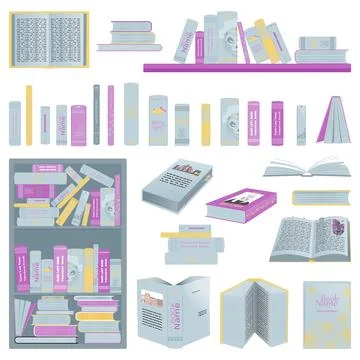 Grey SET of books Stock Illustration