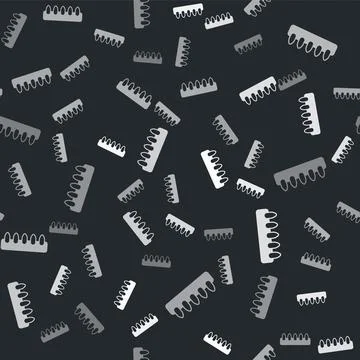 Grey Set of false nails for manicure icon isolated seamless pattern on black 스톡 일러스트