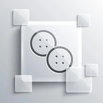 Grey Sewing button for clothes icon isolated on grey background. Clothing button Stock Illustration