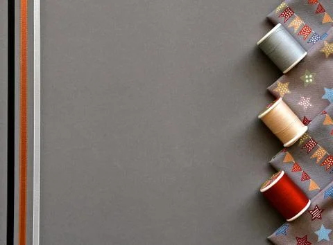 Grey sewing layout with copyspace Stock Photos