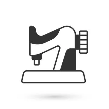 Grey Sewing machine icon isolated on white background. Vector Illustrazione stock