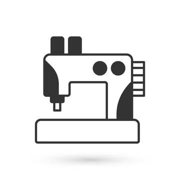Grey Sewing machine icon isolated on white background. Vector Illustrazione stock