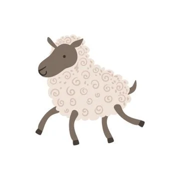 Grey Sheep With White Wool Walking Stock Illustration