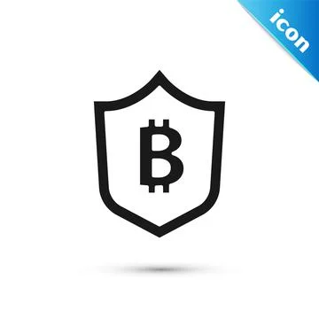 Grey Shield with bitcoin icon isolated on white background. Cryptocurrency Stockillustratie