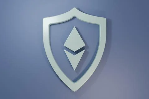 Grey Shield Ethereum ETH icon isolated on purple-blue background. Cryptocur.. Stock Illustration