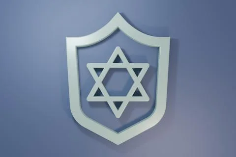 Grey Shield with Star of David icon isolated on purple-blue background. Jew.. Stock Photos