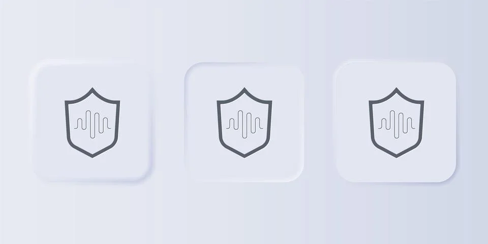 Grey Shield voice recognition icon isolated on grey background. Voice biome.. Illustrazione stock