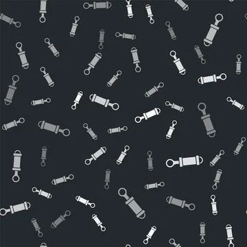 Grey Shock absorber icon isolated seamless pattern on black background.  Vect Stock Illustration