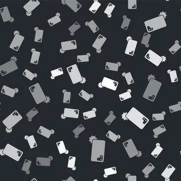 Grey Shockproof mobile phone icon isolated seamless pattern on black background Stock Illustration
