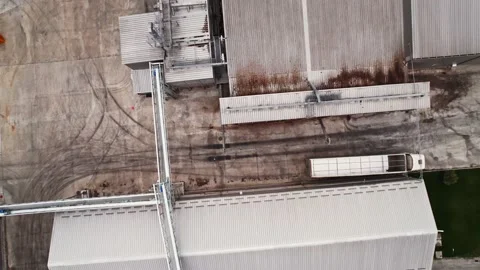 Grey Silos Wheat Bread Production Plant Rise to Reveal Whole Silo Factory Rural Stock Footage 237356754