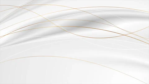 Grey silver smooth waves with curved golden lines motion background Stock Footage 143308677
