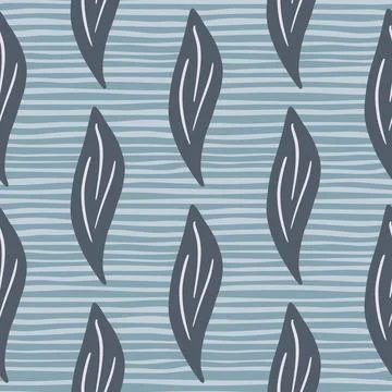 Grey simple style leaf silhouettes seamless pattern. Illustrazione stock