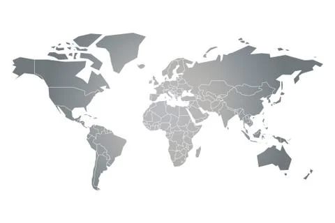 Grey simplified silhouette of World map. Vector illustration isolated on white Stock Illustration