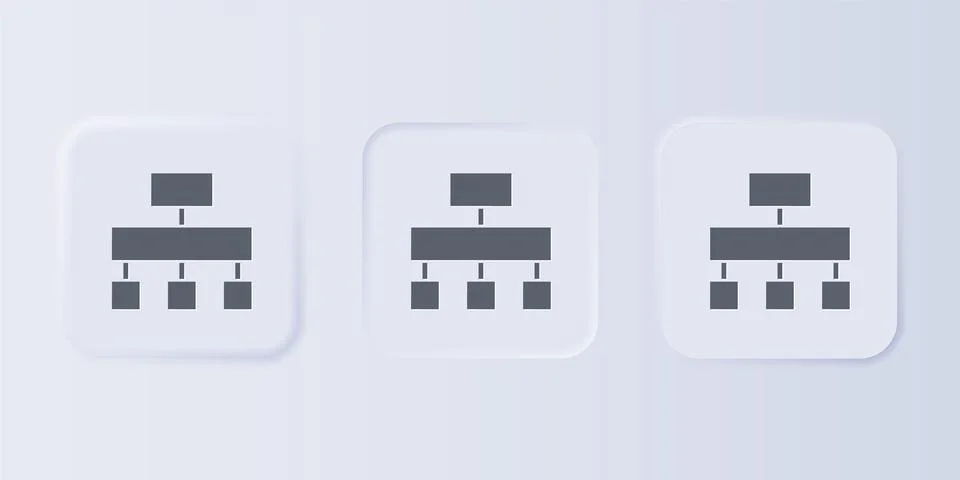 Grey Site map icon isolated on grey background. Set icons in square buttons.. Stock Illustration