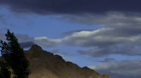 Grey sky to Buddhist monastery pan Stock Footage 235206