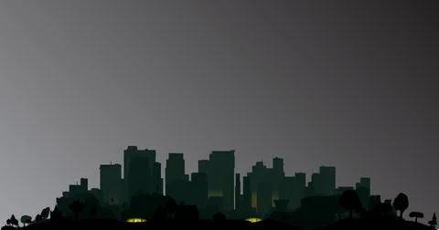 Grey Sky Over A Cityscape Illustrazione stock