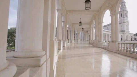 Grey sky over fatima religious complex Stock Footage 324964944