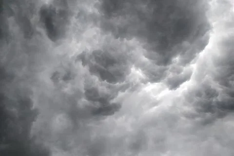 Grey sky before the storm.Dark clouds background. Stock Photos