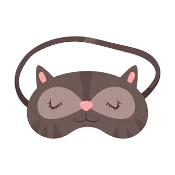 Grey sleeping mask in cat shape with eyes vector illustration イラスト素材