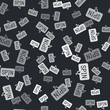 Grey Slot machine spin button icon isolated seamless pattern on black background Illustrazione stock
