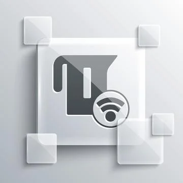 Grey Smart electric kettle system icon isolated on grey background. Teapot ic Stock Illustration