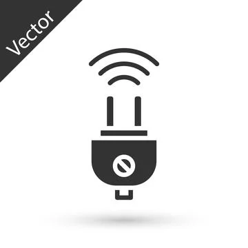 Grey Smart electric plug system icon isolated on white background. Internet of Stockillustratie