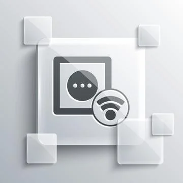 Grey Smart electrical outlet system icon isolated on grey background. Power s Illustrazione stock