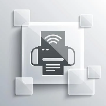 Grey Smart printer system icon isolated on grey background. Internet of things Stock Illustration