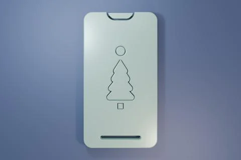 Grey Smartphone with gift box on the screen icon isolated on purple-blue ba.. Stock Illustration