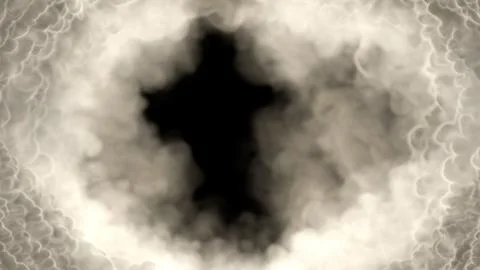 Grey smoke frame like tunnel in clouds, isolated - object 3D rendering Stock Illustration