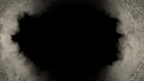 Grey smoke frame like tunnel in clouds, isolated - object 3D rendering Illustrazione stock