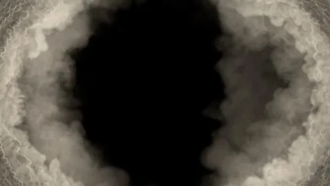 Grey smoke screen frame like tunnel in clouds, isolated - object 3D rendering Stock Illustration